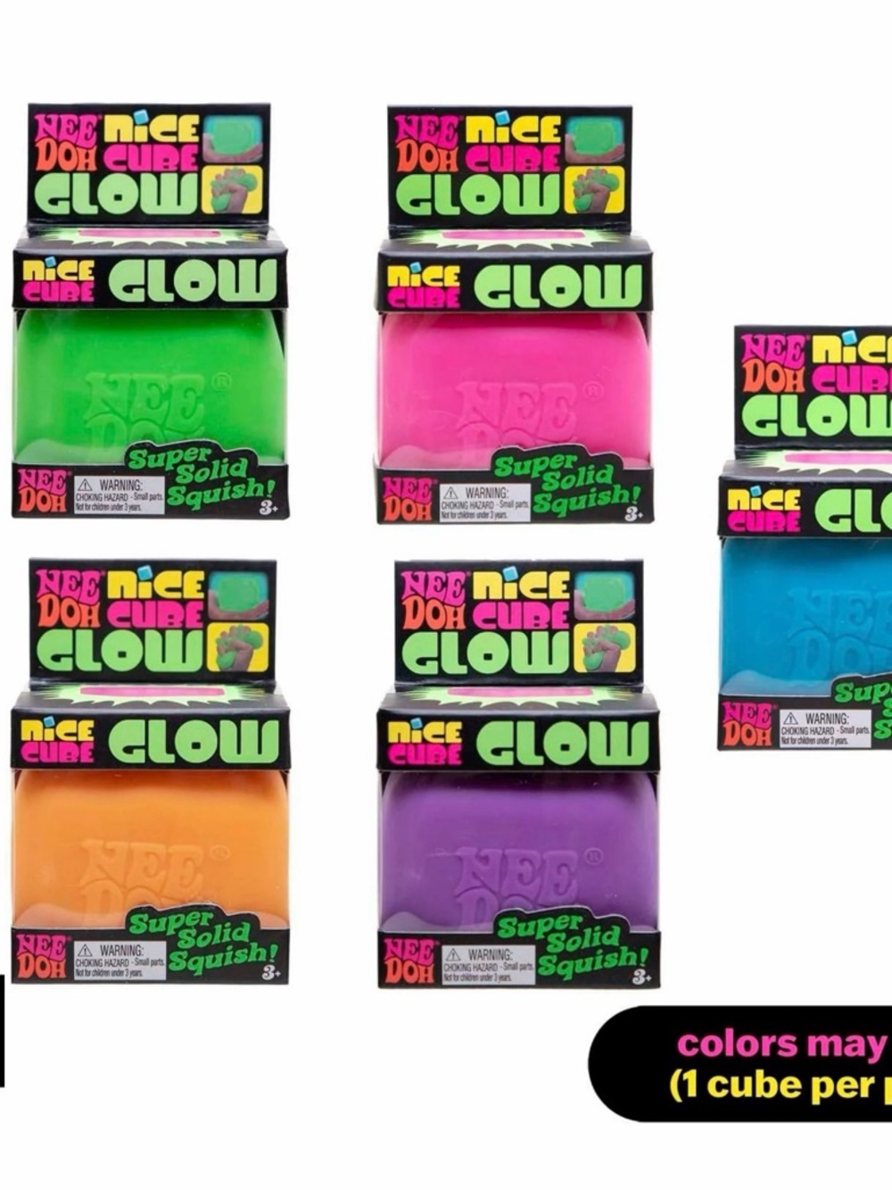NWT NEE DOH VIRAL Nice Cube Glow Super Solid Squish Toy Purple